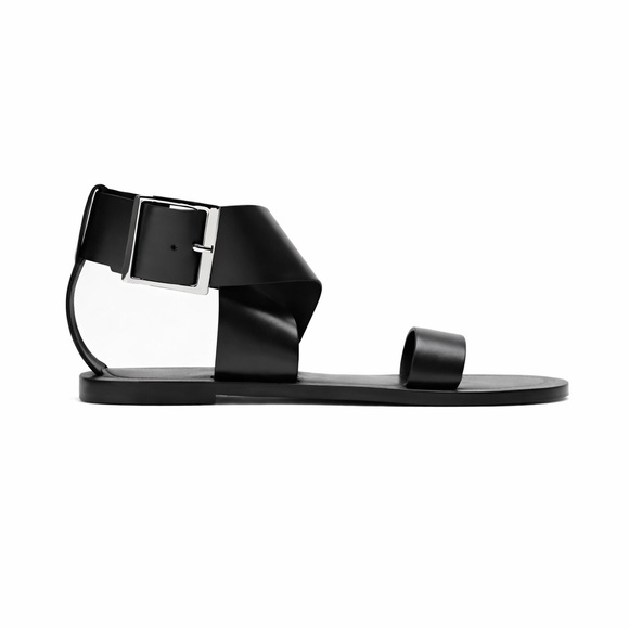 ZARA Black Criss-Cross Flat Gladiator Sandals | Maxi Buckle | EU 41 US 10 - Picture 8 of 10